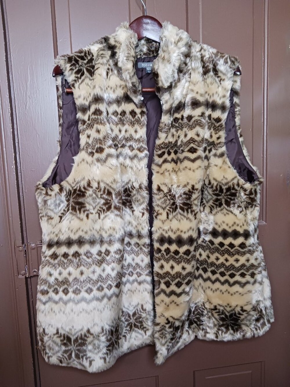 Roz & Ali Women's Minky Faux Fur Vest No Belt size 18/20